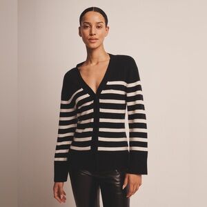 NAADAM Signature Cashmere Striped Fitted Cardigan Medium